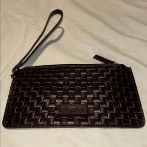 Dooney & Bourke Lilliana Wristlet Dark Brown Woven Leather BNNT
